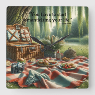 Relógio Quadrado Picnic embaixo do salgueiro