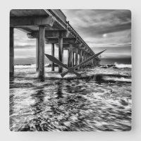 Pier em preto e branco ao amanhecer, Califórnia
