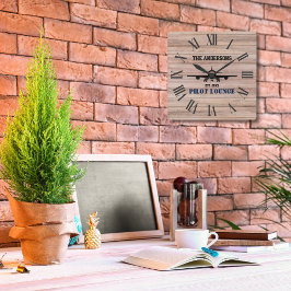 Relógio Quadrado Piloto de avião Lounge Aviação Legal Personalizada