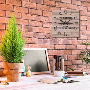 Relógio Quadrado Piloto de avião Lounge Aviação Legal Personalizada