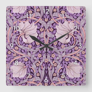 Relógio Quadrado Pimpernel Purple, William Morris