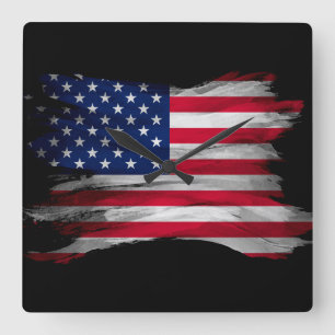 Relógio Quadrado Pincel de pincel dos Estados Unidos, bandeira naci