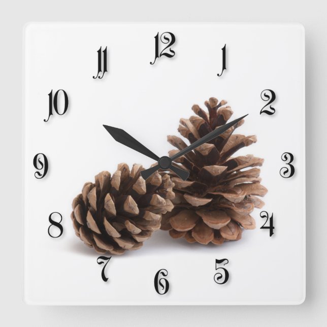Relógio Quadrado Pinecones (Frente)