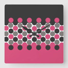 Relógio Quadrado Pink e Cinza Polika Dot