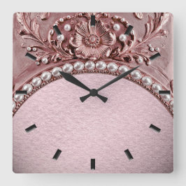 Relógio Quadrado Pink Flower Wall Clock