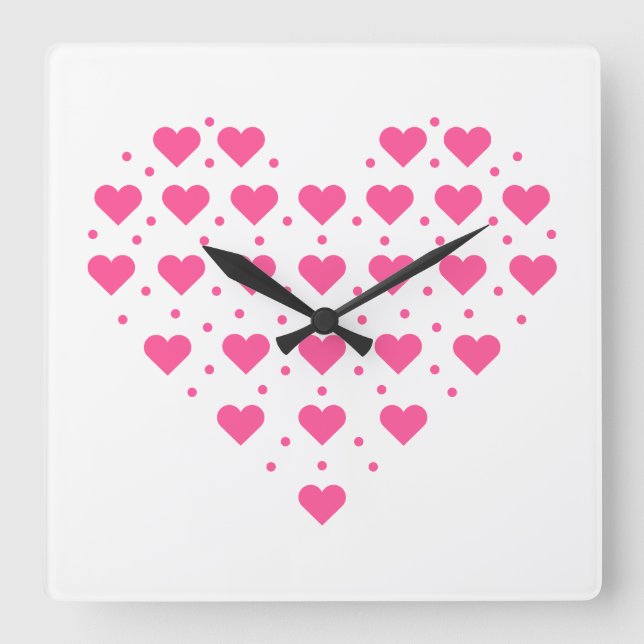 Relógio Quadrado Pinke Herzen (Frente)