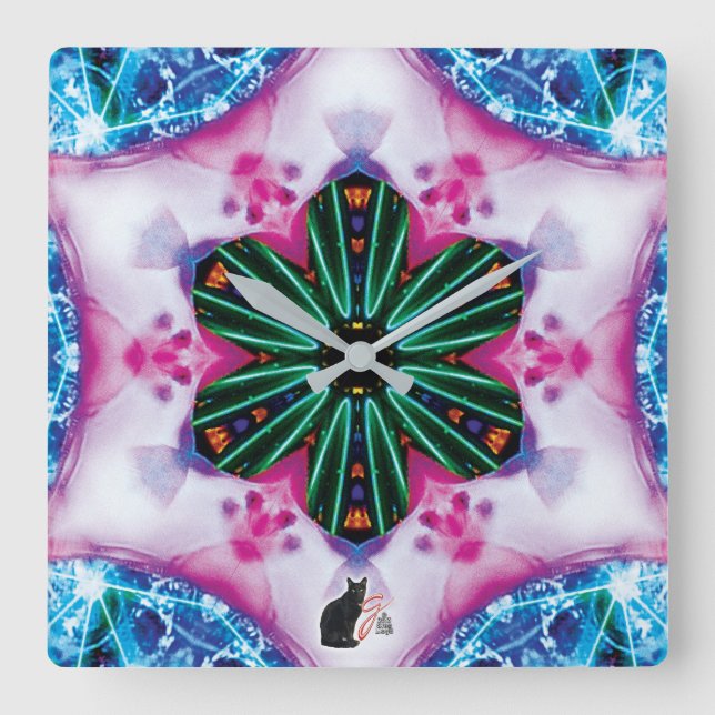 Relógio Quadrado Pinkie Kaleidoscope (Frente)