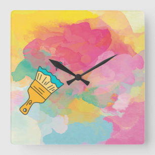 Relógio Quadrado pintado com um pincel