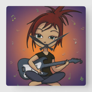 Relógio Quadrado Pintinho da guitarra