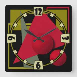 Relógio Quadrado pintura abstrato, formas geométricas