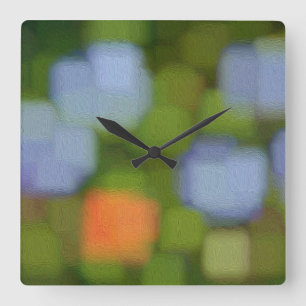 Relógio Quadrado Pintura de Abstrato multicores