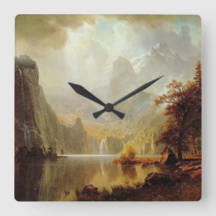 Relógio Quadrado Pintura de Albert Bierstadt, nas Montanhas 1867
