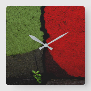 Relógio Quadrado Pintura de estrada vermelha e verde