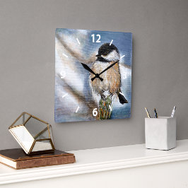 Relógio Quadrado Pintura de inverno em forma de salsicha