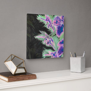 Relógio Quadrado Pintura de 'Orquídea Tropical' em um