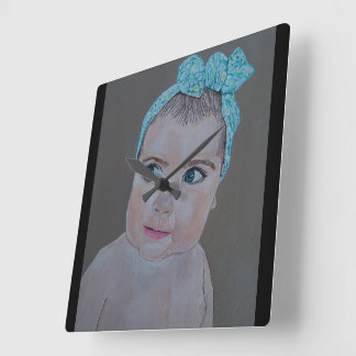 Relógio Quadrado Pintura de retrato de bebê por Alfred Fox