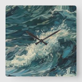 Relógio Quadrado Pintura do Ocean Whitecaps