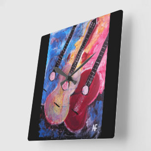 Relógio Quadrado Pintura Jamming be Goode de Alfred Fox