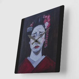 Relógio Quadrado Pintura Maravilhosamente Triste de Alfred Fox
