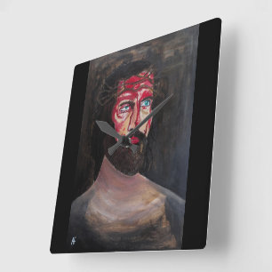 Relógio Quadrado Pintura Sangue de Cristo por Alfred Fox