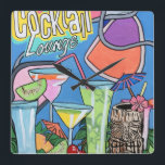 Relógio Quadrado Pintura tropical da sala de estar da modificação<br><div class="desc">Pintura tropical da sala de estar da modificação Tiki do meio século de Jamie Roxx do pintor do pop art em a  

Encontre mais sobre pinturas luxuosas do pop de Jamie Roxx em www.JamieRoxx.us</div>