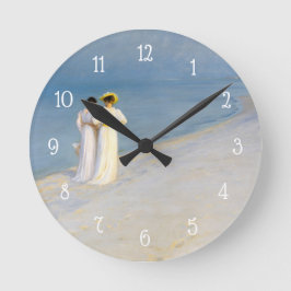 Relógio Quadrado Pintura Vintage Hora Azul Praia Marítima Costeira