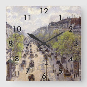 Relógio Quadrado Pissarro - Boulevard Montmartre, Primavera