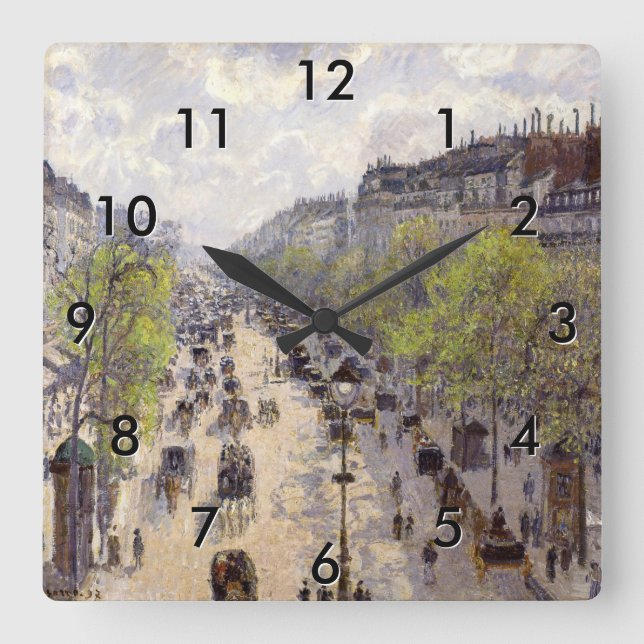 Relógio Quadrado Pissarro - Boulevard Montmartre, Primavera (Frente)
