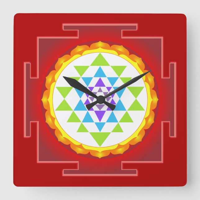 Relógio Quadrado PixDezines Sri Yantra/Chakra (Frente)