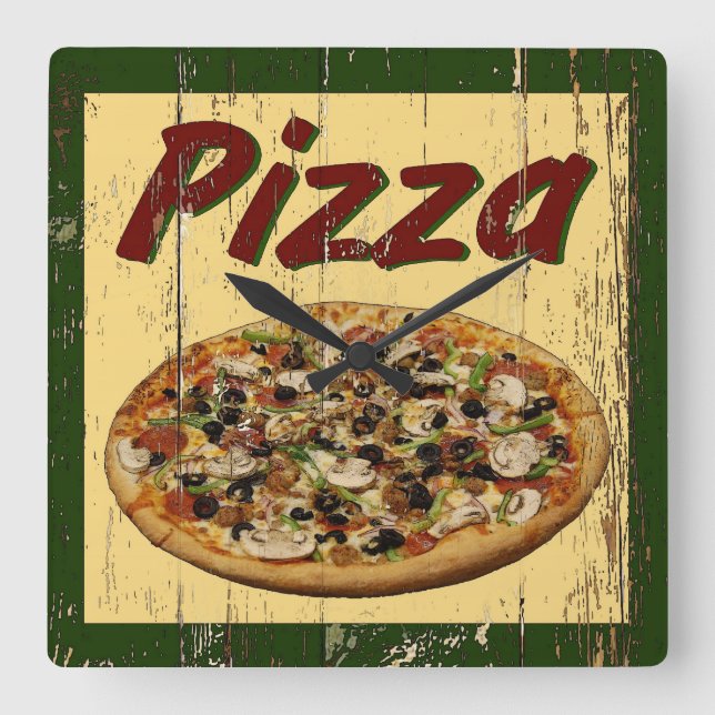 Relógio Quadrado Pizza 1 (Frente)