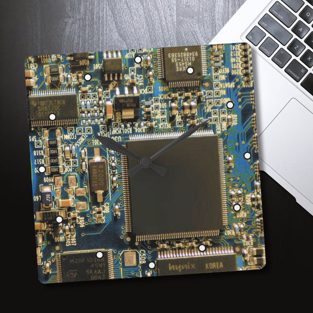 Relógio Quadrado Placa de Circuito Azul Macro | Foto de PCB (Criador carregado)