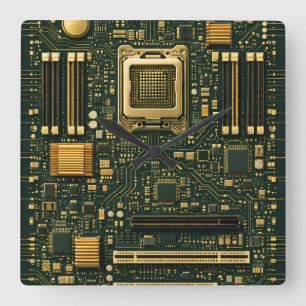 Relógio Quadrado Placa-mãe de tecnologia Dial