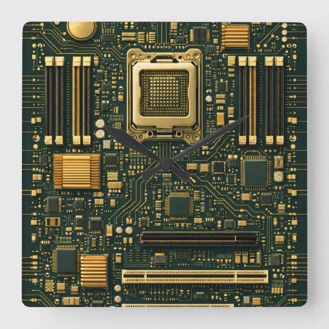 Relógio Quadrado Placa-mãe de tecnologia Dial (Frente)