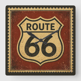 Relógio Quadrado Placa Vintage da Rota 66 Arte de Parede para Garag
