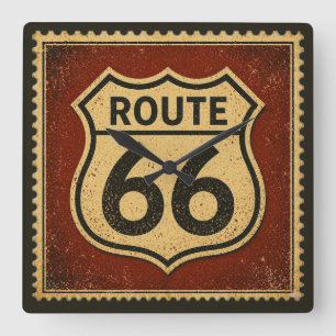 Relógio Quadrado Placa Vintage da Rota 66 Arte de Parede para Garag