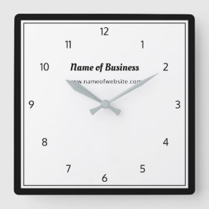 Relógio Quadrado Planície Branca Moderna Simples com Números