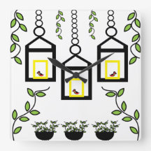 Plantas Verdes Pássaros Padrão Natural