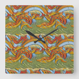 Relógio Quadrado Playful Dolphins Pattern 2- Design inspirado no oc