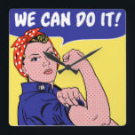 Relógio Quadrado Podemos Fazer Isso! Rosie, a Pop de Riveter Remix<br><div class="desc">Rosie, o Riveter, encontra o seu jogo num remix inspirado no Ben-Day Dots do Licenciado. Roy Lichtenstein é mais conhecido por suas histórias em quadrinhos pontilhadas e cheias de raiva apresentando belas senhoras em perigo. Mas esta senhora está longe de estar em perigo! Rosie é o símbolo máximo da GIRL...</div>
