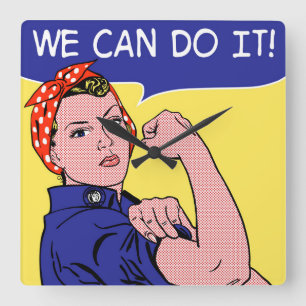 Relógio Quadrado Podemos Fazer Isso! Rosie the Riveter Pop Art Remi