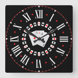 Relógio Quadrado Poker Ace Of Spades With Roman Numerals
