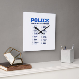 Relógio Quadrado Polícia A a Z Alfabeto