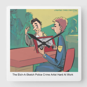 Relógio Quadrado Polícia Engraçado Esboço Artista Rick London Cl