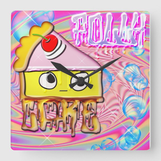 Relógio Quadrado Polly Cake - Tortina - (Frente)