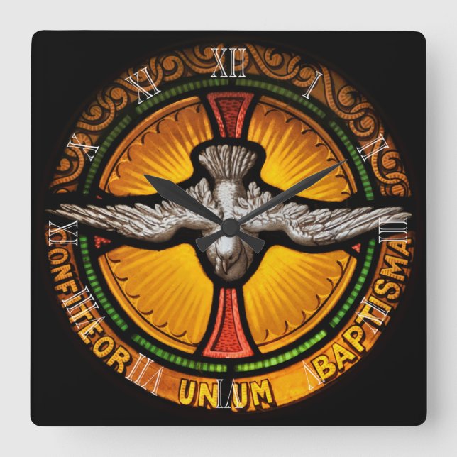 Relógio Quadrado Pomba do vitral (Frente)