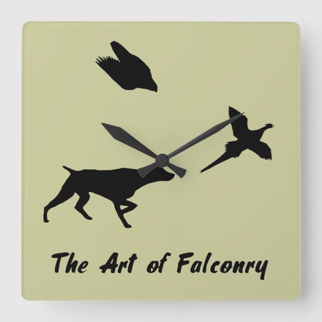 Relógio Quadrado Ponteiro de Shorthair alemão e Falconry (Frente)