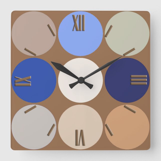 Relógio Quadrado Pontos gigantes do século médio, Taupe Tan, Beige  (Frente)