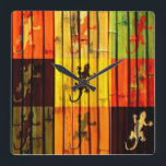 Relógio Quadrado Pop Art Geckos<br><div class="desc">Pop Art Geckos. Design está disponível em outros produtos.</div>