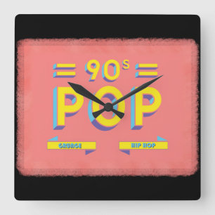 Relógio Quadrado Pop retrô dos anos 90