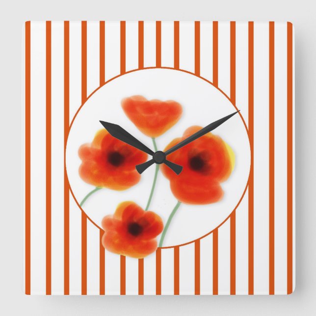 Relógio Quadrado Poppies Wall Clock (Frente)